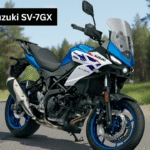 new suzuki sv-7gx crossover motorcycle on display