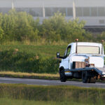 Roadside emergency transport vehicle heading back