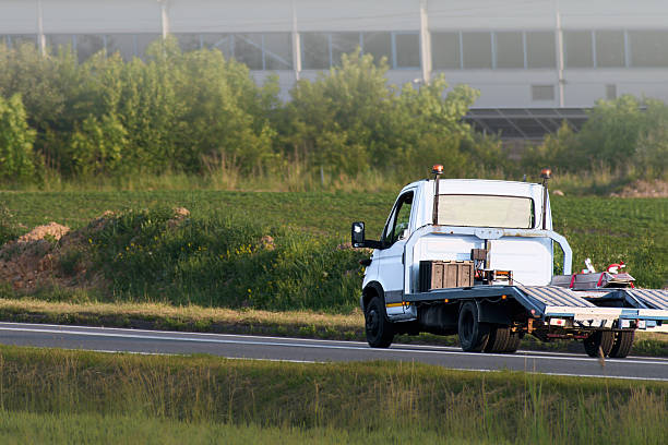 Roadside emergency transport vehicle heading back