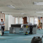 happy cleaning team