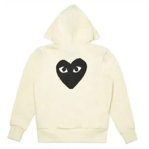 CDG-Zip-Up-Cream-Hoodie-With-Black-Heart