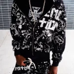 Mixed Emotion Black Graffiti Hoodie4