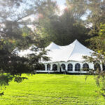 tent set up in the early morning on day of a wedding
