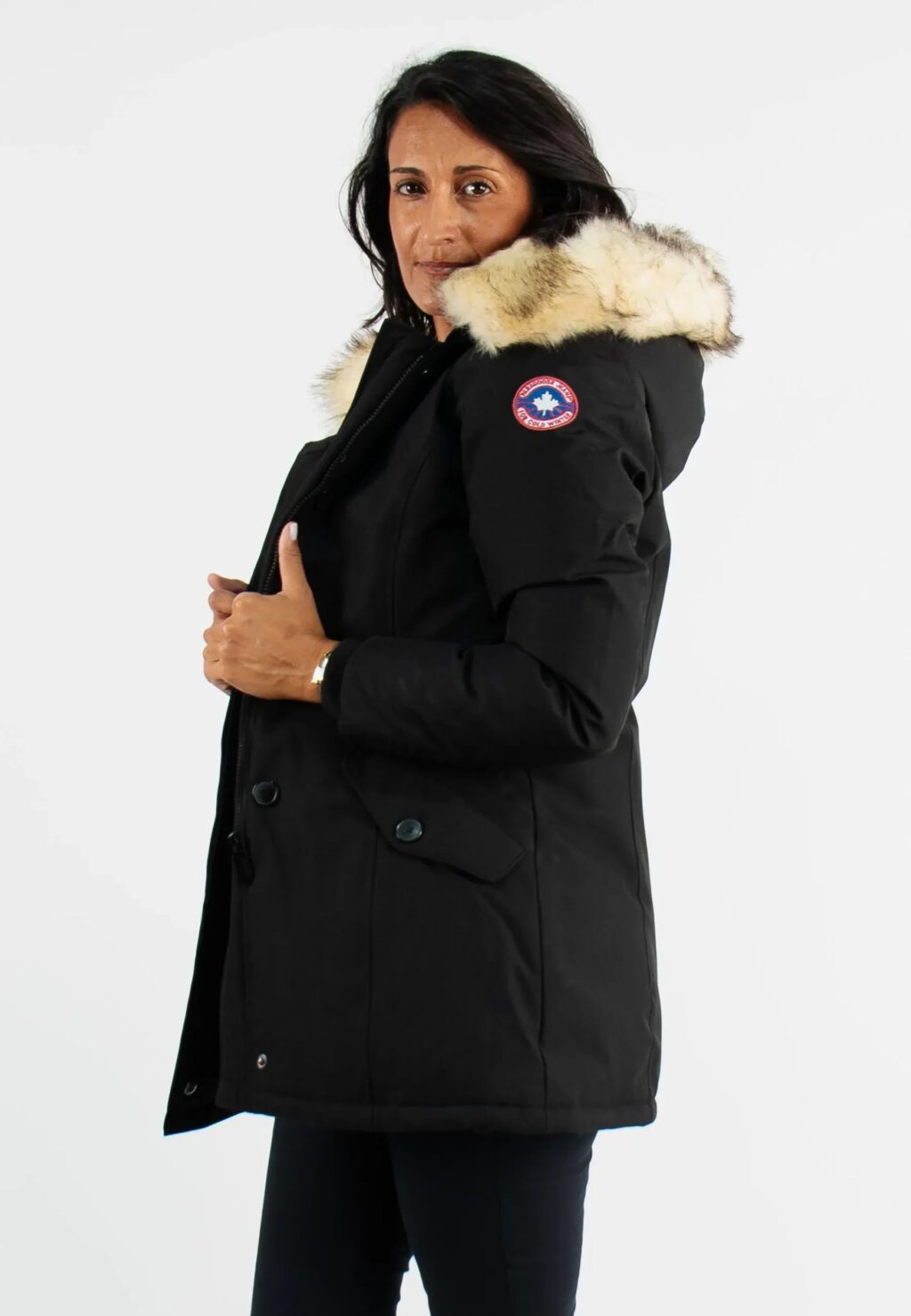 Parka Femme Paragoose NINA – Doudoune Longue Hiver à Capuche Fourrure Synthétique – Noir