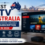 Australian family using IPTV Australia on a Smart TV during modern home entertainment