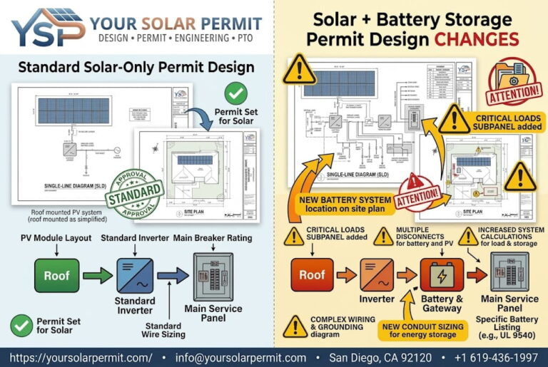 Solar permit design plan set for a battery storage system