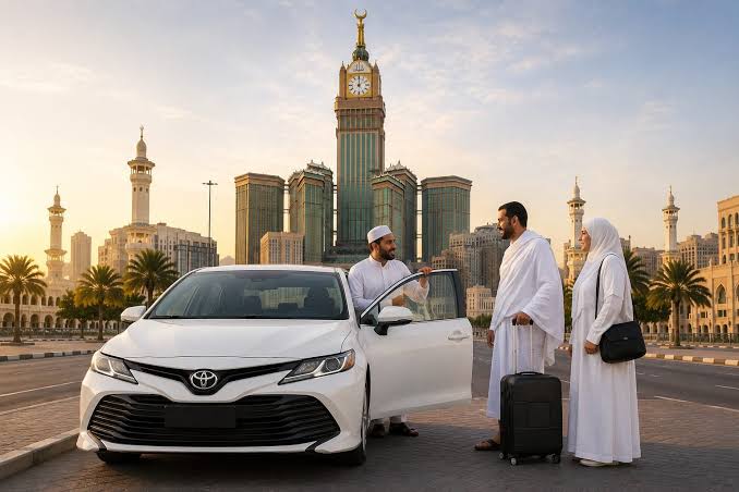Umrah Taxi Service providing convenient airport transfers and comfortable transportation for pilgrims traveling between Makkah, Jeddah, and Madinah during peak season